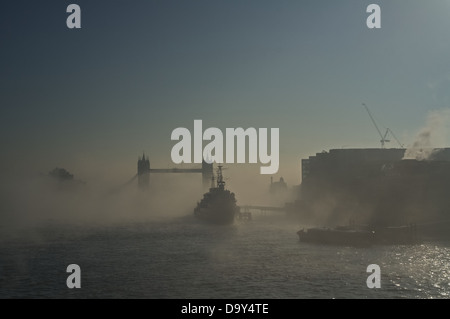 Fog over Tower Bridge Stock Photo