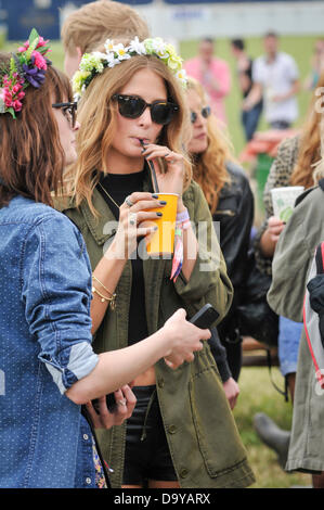 Glastonbury, UK. 28th June 2013. GLASTONBURY MUSIC FESTIVAL Millie Mackintosh attending this years Glastonbury festival. Millie is the fiance of Professor Green who is performing this year at Glastonbury. Friday Day 2 of the 2013 Glastonbury Festival at Worthy Farm. June 28. 2013. GLASTONBURY MUSIC FESTIVAL PILTON, SOMERSET, ENGLAND, UK Credit:  Alistair Heap/Alamy Live News Stock Photo