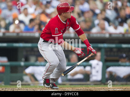 Detroit, Michigan, USA. 26th June 2013. Los Angeles Angels outfielder Mike Trout (27) at bat during MLB game action between the Los Angeles Angels and the Detroit Tigers at Comerica Park in Detroit, Michigan. The Angels defeated the Tigers 7-4. Credit:  Cal Sport Media/Alamy Live News