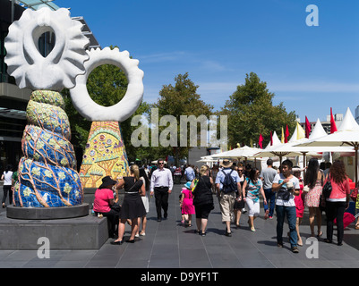 dh Yarra Promenade city MELBOURNE AUSTRALIA Crowds walking in Chinese New Year and Asia food stalls promenade crowd people decorations street Stock Photo