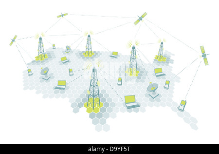 Complex telecomm network / Communication diagram Stock Photo - Alamy