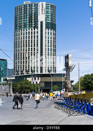 dh Southbank Promenade MELBOURNE AUSTRALIA Crown Casino and entertainment centre Melbourne bike share public transport modern skyline tower block Stock Photo