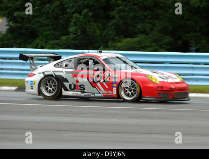 Watkins Glen, New York, USA. 28th June 2013. The Snow Racing/Wright Motosports Porsche GT3 (62) driven by Madison Snow and Jan Heylen and Andrew Davis during practice for the GRAND-AM Rolex Series Sahlen's Six Hours of The Glen at Watkins Glen International in Watkins Glen, New York. Credit:  Cal Sport Media/Alamy Live News Stock Photo