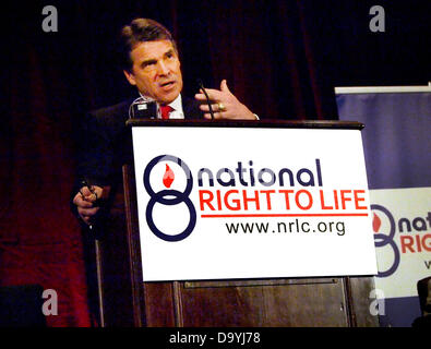 Texas, USA. 27th June 2013. Speaking at the opening session of the National Right to Life national convention, Texas Governor Rick Perry told how he has called for another special session for legislature to pass stricter abortions Credit:  J. G. Domke/Alamy Live News Stock Photo