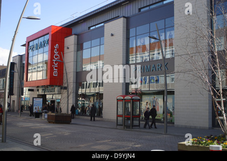 Primark, at the Bridges Sunderland. Shoppers walk past the Primark store in Sunderland, England. Stock Photo