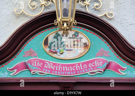 Germany pavilion at Epcot Center World Showcase. Sign in a store entrance facade.  FOR EDITORIAL USE ONLY. Stock Photo
