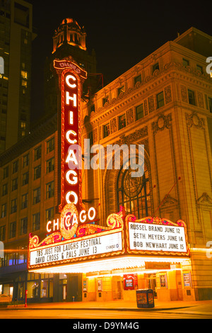 Chicago Theather neon sign in Chicago, IL Stock Photo