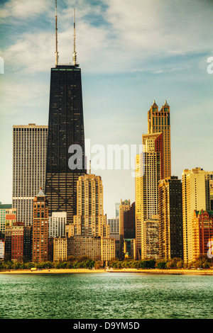 Downtown Chicago with John Hancock Center Stock Photo