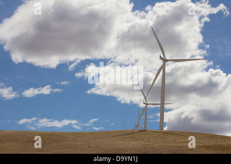 Wind Turbines Energy Farm in Windy Point Goldendale Washington State Stock Photo