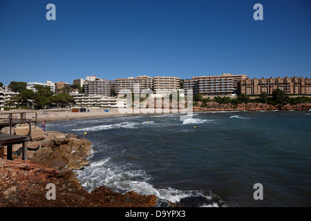 coastal path past salou and playa de cappellans waterfront properties on the costa dorada catalonia spain Stock Photo