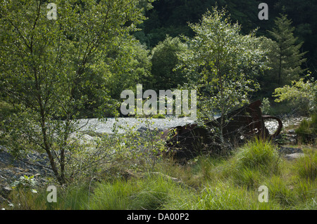 Following the River Rheidol as it flows past the mines and through the glorious Ceredigion countryside to Aberystwyth. Stock Photo