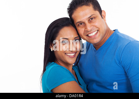 portrait of young indian couple over white background Stock Photo