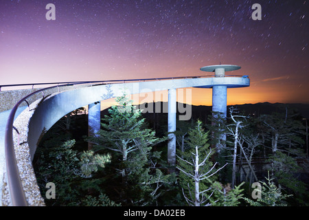 The observation deck of Clingman's Dome in the Great Smoky Mountains. Stock Photo