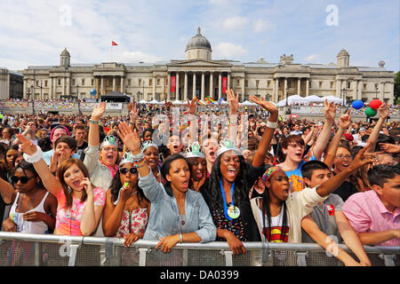 London UK, 29th June 2013. Crowds in Trafalgar Square at the Pride London gay pride parade 2013, London, England Credit:  Paul Brown/Alamy Live News Stock Photo
