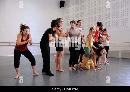 BARCELONA - MAR 3: Actors play Commedia dell'arte on March 3, 2011 in Barcelona, Spain. Stock Photo