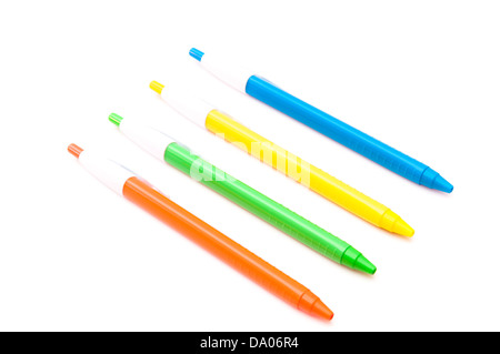 colored pens on a white background Stock Photo