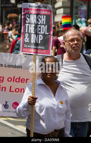 London, UK. 29th June, 2013. Participants in the Gay Pride Parade in Central London on 29 June 2013 protesting against Islamophobia and the BNP and EDL Credit:  Bruce Martin/Alamy Live News