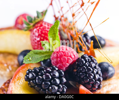 Dessert with fresh berries and peppermint Stock Photo