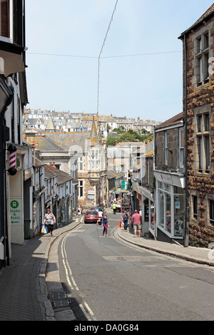 View down Tregenna Hill, St Ives, Cornwall Stock Photo