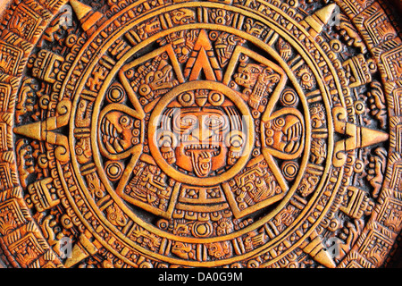 Close up view of a Aztec Calendar Stock Photo
