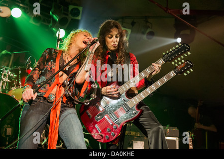 All girl tribute band, Lez Zeppelin in concert at the Robin2 Club, Bilston, Wolverhampton, UK, 16 June 2013. Stock Photo