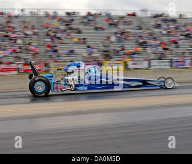 June 29, 2013 - Martin, MI, United States of America - Travis Harvey #2970 (Top Dragster) makes a pass during qualifying at the US 131 Motorsports Park on June 29, 2013 in Martin, Mich. Tom Turrill/CSM Stock Photo