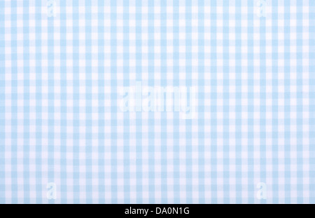 light blue checkered fabric closeup , tablecloth texture Stock Photo