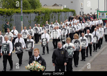 Derry, Northern Ireland. 30th June, 2013. Hundreds of former Irish republican prisoners attend the annual Derry Republican Graves Association commemoration for IRA members who were killed during the Northern Ireland conflict. Credit: George Sweeney / Alamy Live News. Stock Photo