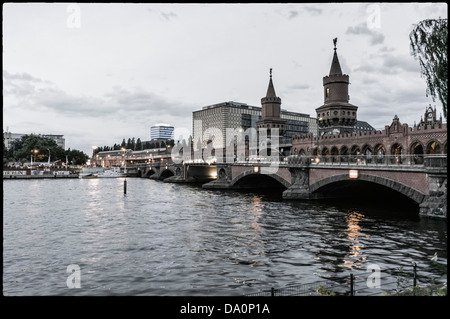 Oberbaum Bridge, River Spree, Friedrichshain, Berlin, Germany Stock Photo