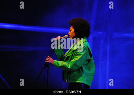 BARCELONA - MAY 24: Solange Knowles performs at Heineken Primavera Sound 2013 Festival on May 24, 2013 in Barcelona, Spain. Stock Photo