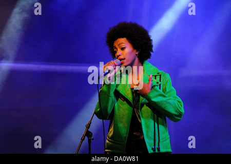 BARCELONA - MAY 24: Solange Knowles performs at Heineken Primavera Sound 2013 Festival on May 24, 2013 in Barcelona, Spain. Stock Photo