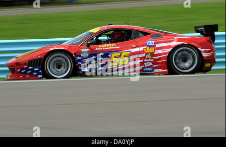 June 30, 2013 - Watkins Glen, New York, USA - June 30, 2013: The AF - Waltrip Ferrari 458 (56) driven by Rui Aguas and Robert Kauffman during the GRAND-AM Rolex Series Sahlen's Six Hours of The Glen at Watkins Glen International in Watkins Glen, New York. Stock Photo