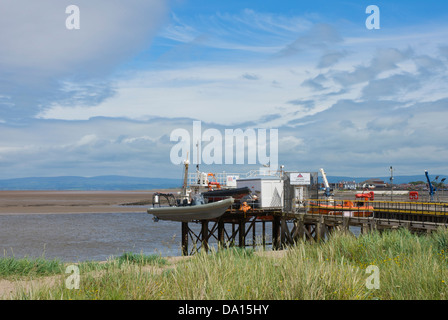 The River Wyre - and rescue boats - at Fleetwood, Lancashire, England UK Stock Photo