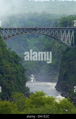 Historic Victoria Falls Bridge (1905), over Zambezi River, Batoka Gorge, below Victoria Falls, Zimbabwe / Zambia border, Africa Stock Photo