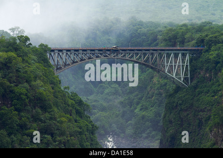 Historic Victoria Falls Bridge (1905), over Zambezi River, Batoka Gorge, below Victoria Falls, Zimbabwe / Zambia border, Africa Stock Photo