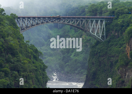 Historic Victoria Falls Bridge (1905), over Zambezi River, Batoka Gorge, below Victoria Falls, Zimbabwe / Zambia border, Africa Stock Photo