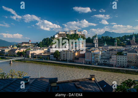 City skyline and Salzach River from Kapuzinerberg, Salzburg, Austria Stock Photo
