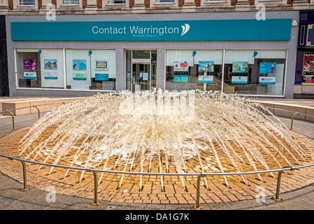 The street fountain in Horsemarket Street Warrington. Warrington Cheshire North West England. Stock Photo