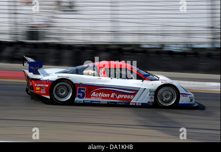 June 30, 2013 - Watkins Glen, New York, USA - June 30, 2013: The Action Express Racing Corvette (5) driven by Joao Barbosa and Christian Fittpaldi during the GRAND-AM Rolex Series Sahlen's Six Hours of The Glen at Watkins Glen International in Watkins Glen, New York. Stock Photo