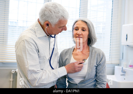 AUSCULTATION, ELDERLY PERSON Stock Photo