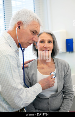 AUSCULTATION, ELDERLY PERSON Stock Photo