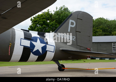 C47/DC3 DAKOTA WITH USAAF MARKINGS AT THE LINCOLNSHIRE AVIATION HERITAGE MUSEUM AT EAST KIRKBY IN LINCOLNSHIRE.  ENGLAND.  UK Stock Photo