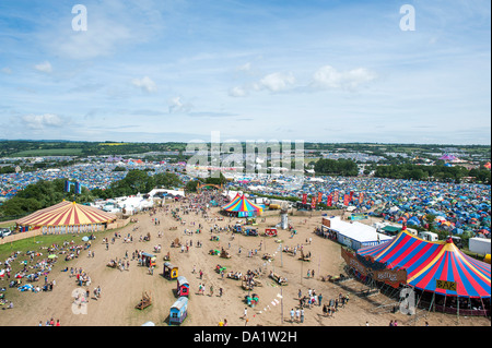 Tents,tents, tents. The view from the tower. The 2013 Glastonbury Festival, Worthy Farm, Glastonbury. 29 June 2013. Stock Photo