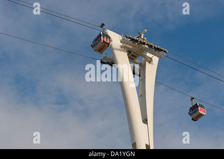 London's cable car across the River Thames Stock Photo