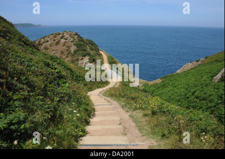 The coastline and area around Devils hole in Jersey. Stock Photo