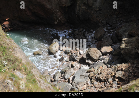 The coastline and area around Devils hole in Jersey. Stock Photo