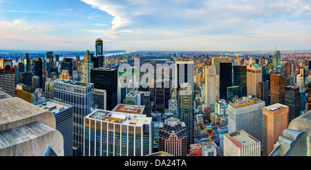 Manhattan skyline with a view of Central Park facing uptown in New York City. Stock Photo