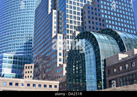 Close up of dense modern office buildings Stock Photo