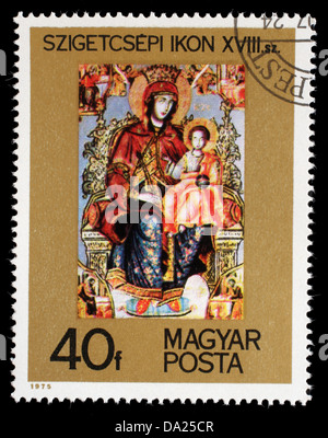 HUNGARY - CIRCA 1975: The postal stamp printed in HUNGARY shows image of the Szigetcsep Icon, series, circa 1975 Stock Photo