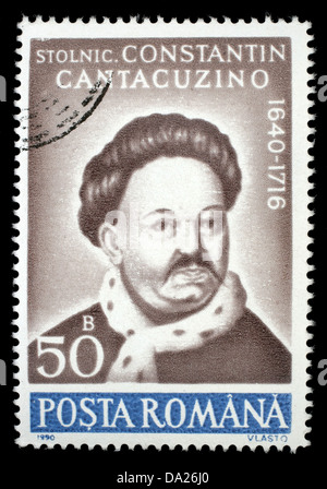 ROMANIA - CIRCA 1990: A stamp printed in Romania, shows portrait of Constantin Cantacuzino, 1640 - 1716, (chronicler) Stock Photo